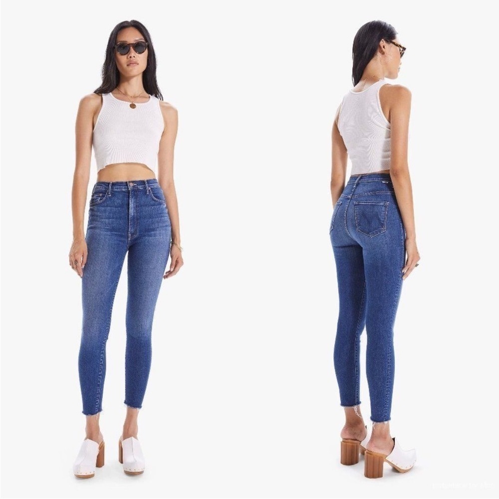 MOTHER High Waisted Rail Ankle Fray in High Fidelity